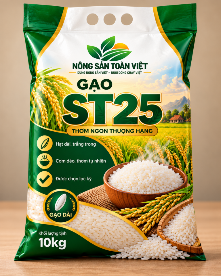 Thiết kế bao bì gạo ST25 10 kg - Mặt trước